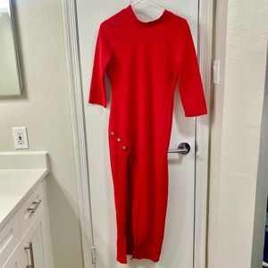 Red Long Dress With Slit